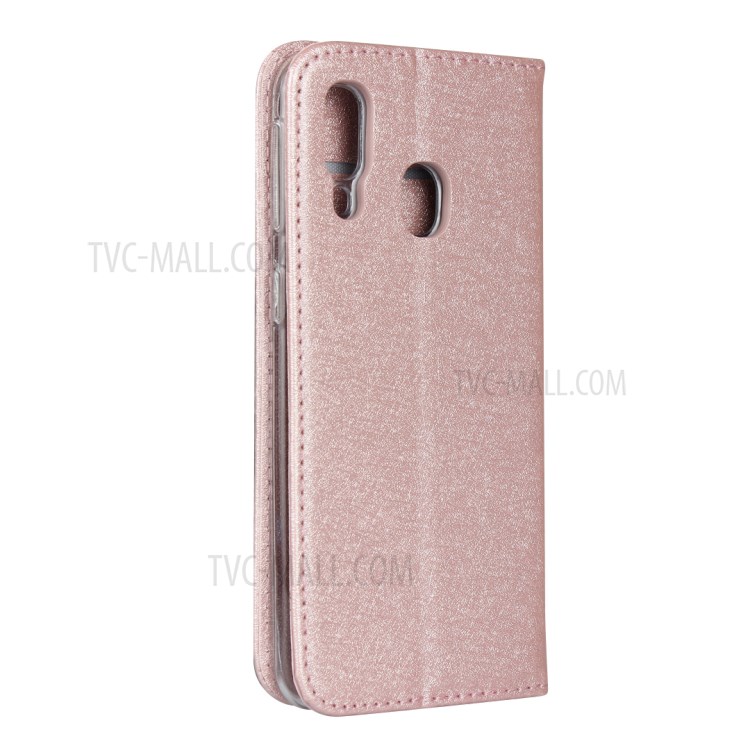Silk Texture Wallet Stand Leather Phone Case Cover for Samsung Galaxy A40 - Rose Gold-4