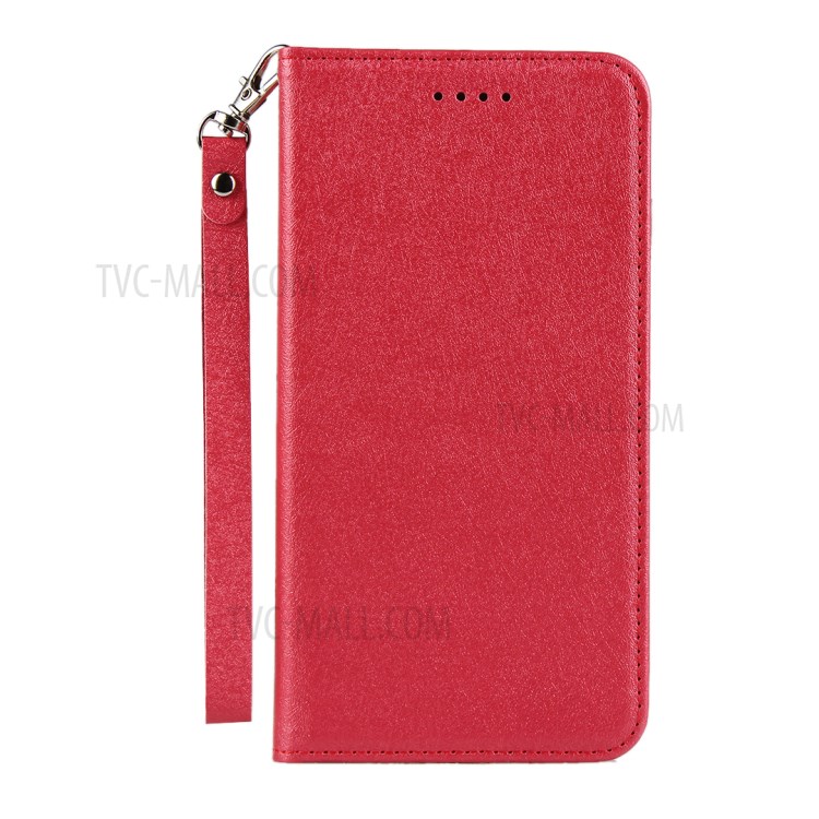 Silk Texture Wallet Stand Leather Phone Case Cover for Samsung Galaxy A40 - Red-2