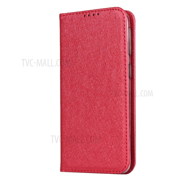Silk Texture Wallet Stand Leather Phone Case Cover for Samsung Galaxy A40 - Red-3