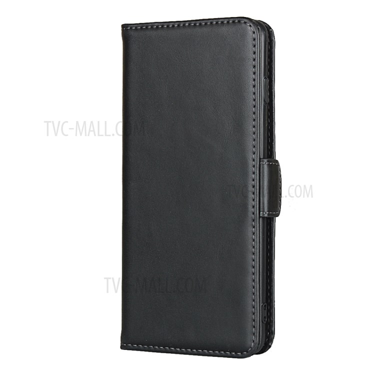 Magnet Adsorption Genuine Leather Wallet Stand Phone Case for Samsung Galaxy S10 Plus - Black-2