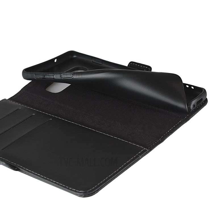 Magnet Adsorption Genuine Leather Wallet Stand Phone Case for Samsung Galaxy S10 Plus - Black-7