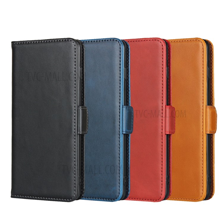 Magnet Adsorption Genuine Leather Wallet Stand Phone Case for Samsung Galaxy S10 Plus - Black-9