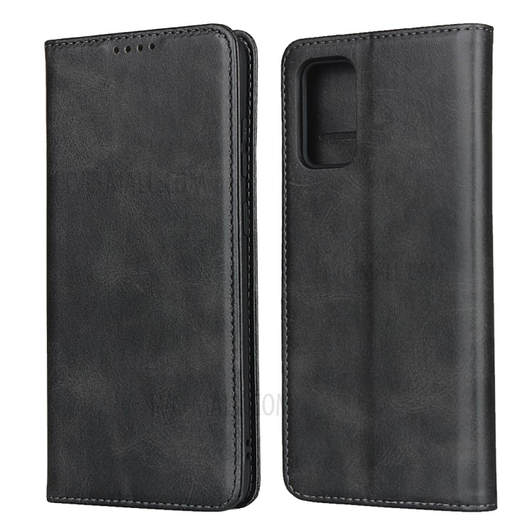 Auto-absorbed Leather Stand Phone Wallet Case for Samsung Galaxy S20 Plus - Black-1
