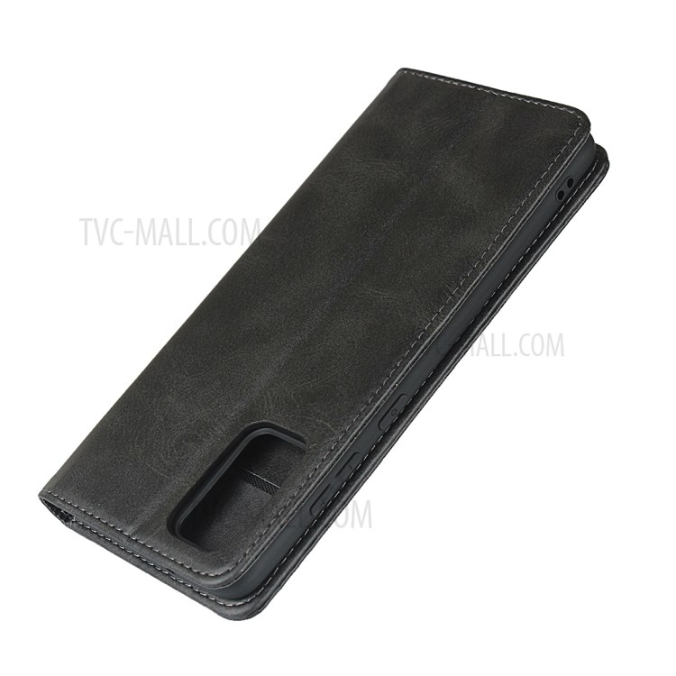 Auto-absorbed Leather Stand Phone Wallet Case for Samsung Galaxy S20 Plus - Black-6