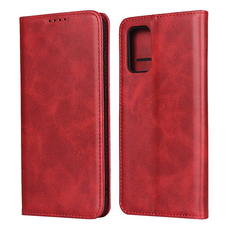 Auto-absorbed Leather Stand Phone Wallet Case for Samsung Galaxy S20 Plus - Red-1