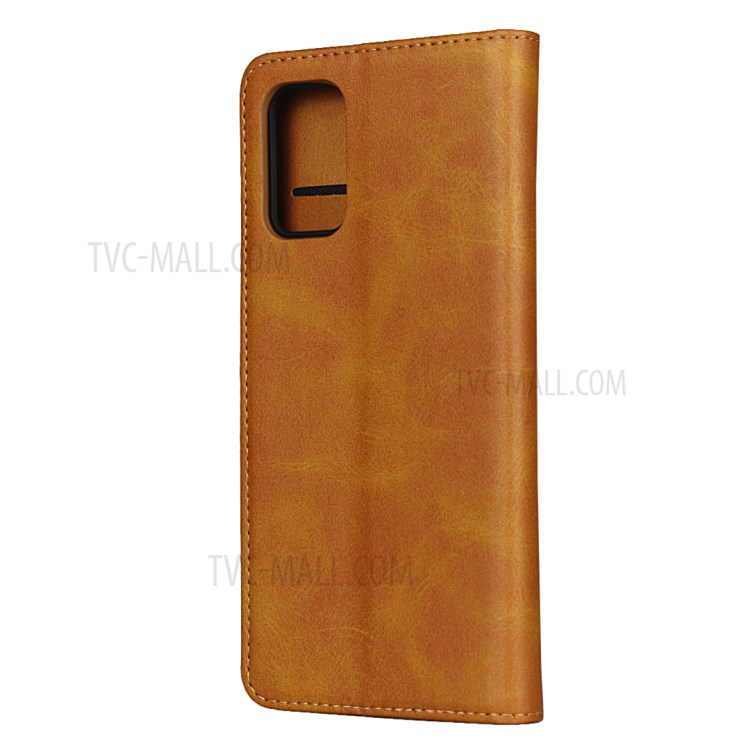Auto-absorbed Leather Stand Phone Wallet Case for Samsung Galaxy S20 Plus - Brown-3