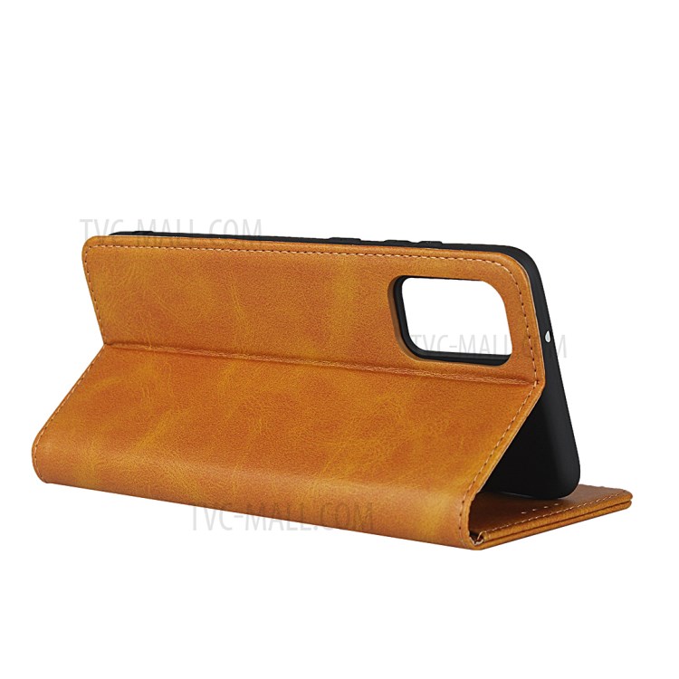 Auto-absorbed Leather Stand Phone Wallet Case for Samsung Galaxy S20 Plus - Brown-5