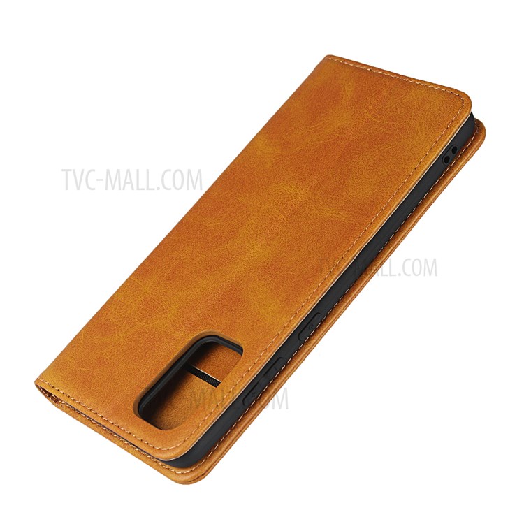 Auto-absorbed Leather Stand Phone Wallet Case for Samsung Galaxy S20 Plus - Brown-6