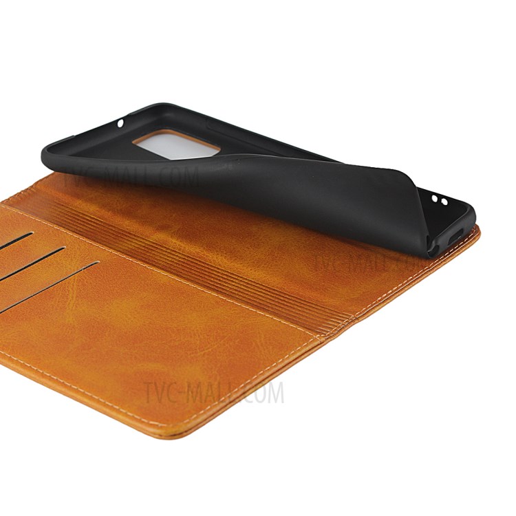 Auto-absorbed Leather Stand Phone Wallet Case for Samsung Galaxy S20 Plus - Brown-7