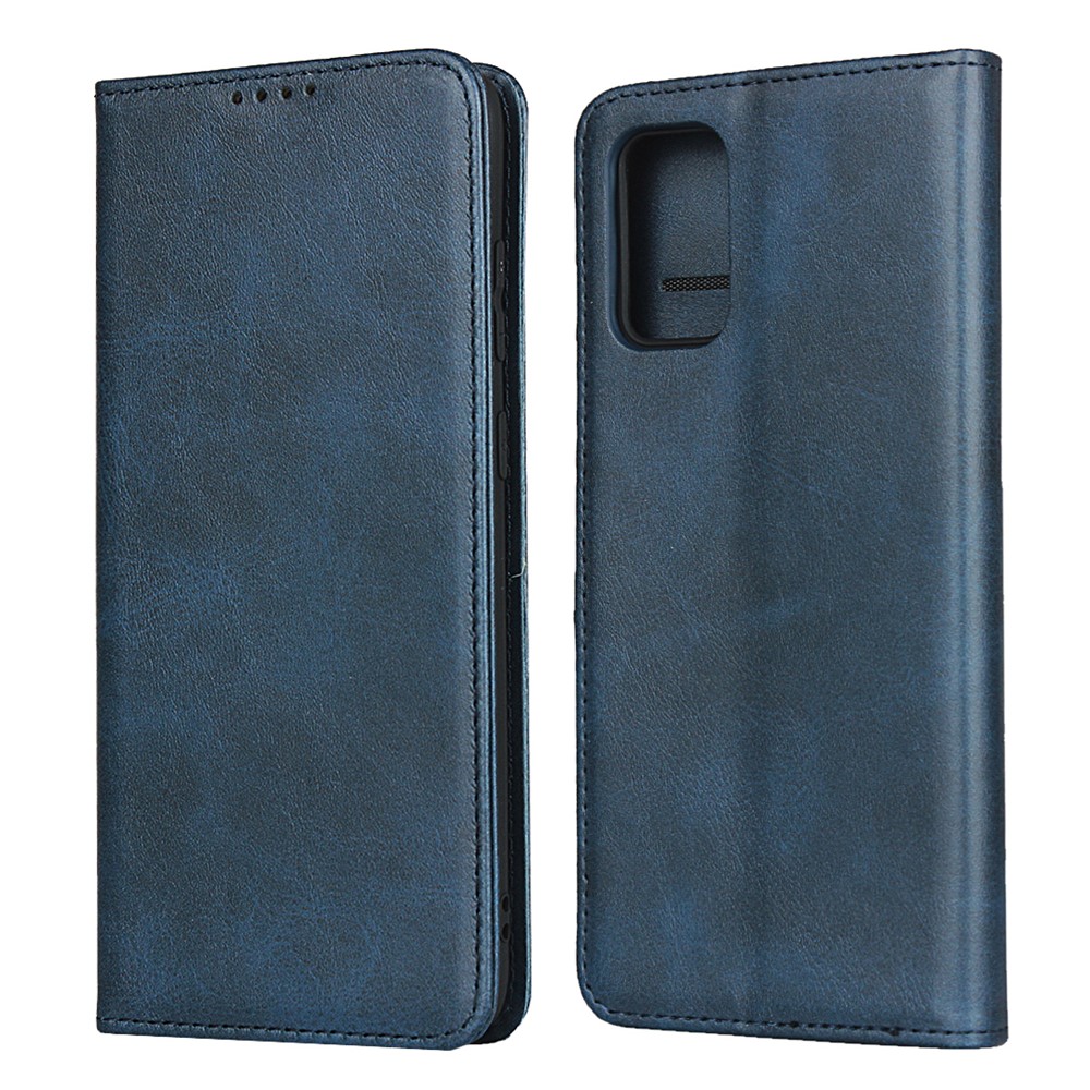 Case de la Billetera de Teléfono de Cuero de Cuero Absorbido Automáticamente Para Samsung Galaxy S20 Plus - Azul