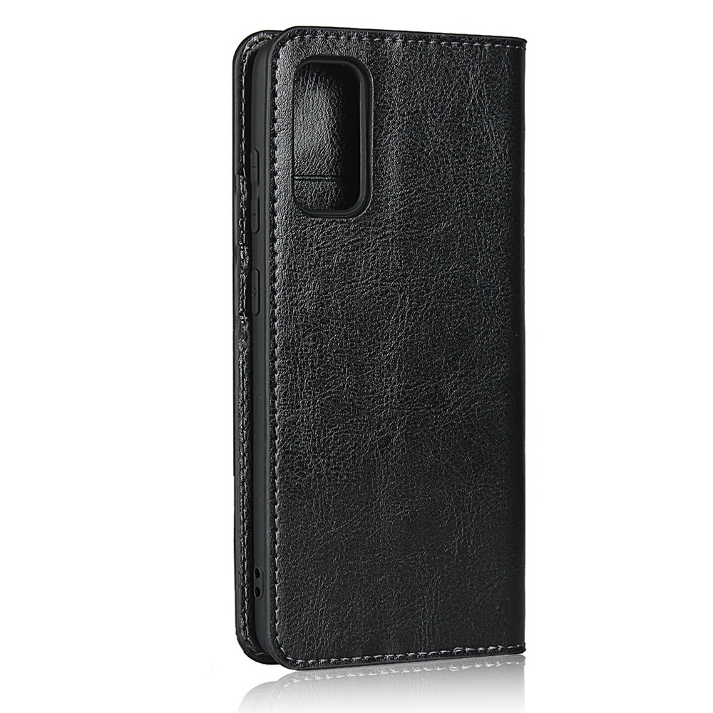 Crazy Horse Genuine Leather Stand Wallet Phone Case for Samsung Galaxy S20 - Black-4