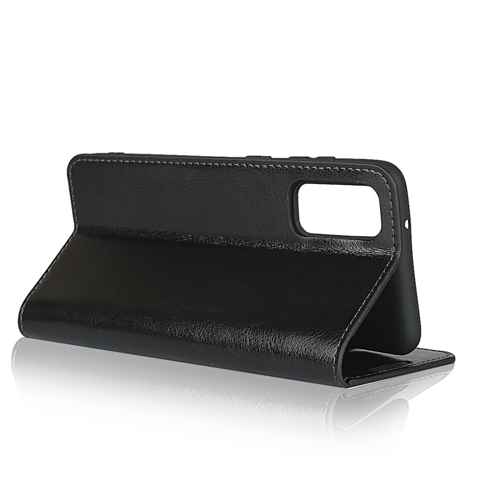 Crazy Horse Genuine Leather Stand Wallet Phone Case for Samsung Galaxy S20 - Black-6