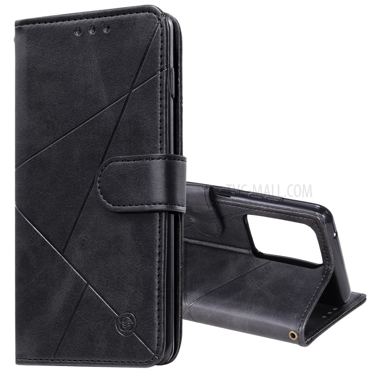 Rhombus Surface Wallet Stand Leather Shell with Strap for Samsung Galaxy S20 Ultra - Black-2