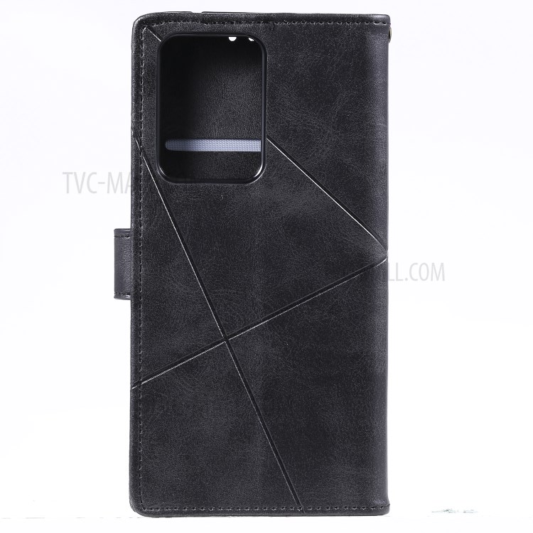 Rhombus Surface Wallet Stand Leather Shell with Strap for Samsung Galaxy S20 Ultra - Black-4