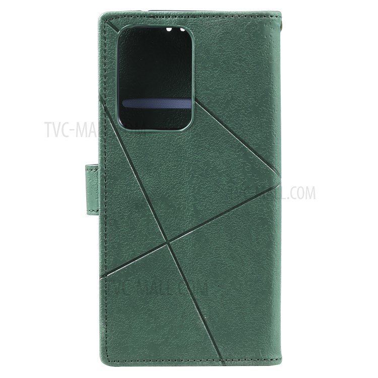 Rhombus Surface Wallet Stand Leather Shell with Strap for Samsung Galaxy S20 Ultra - Green-4