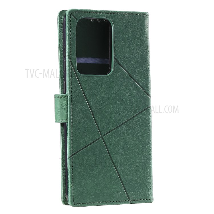 Rhombus Surface Wallet Stand Leather Shell with Strap for Samsung Galaxy S20 Ultra - Green-6
