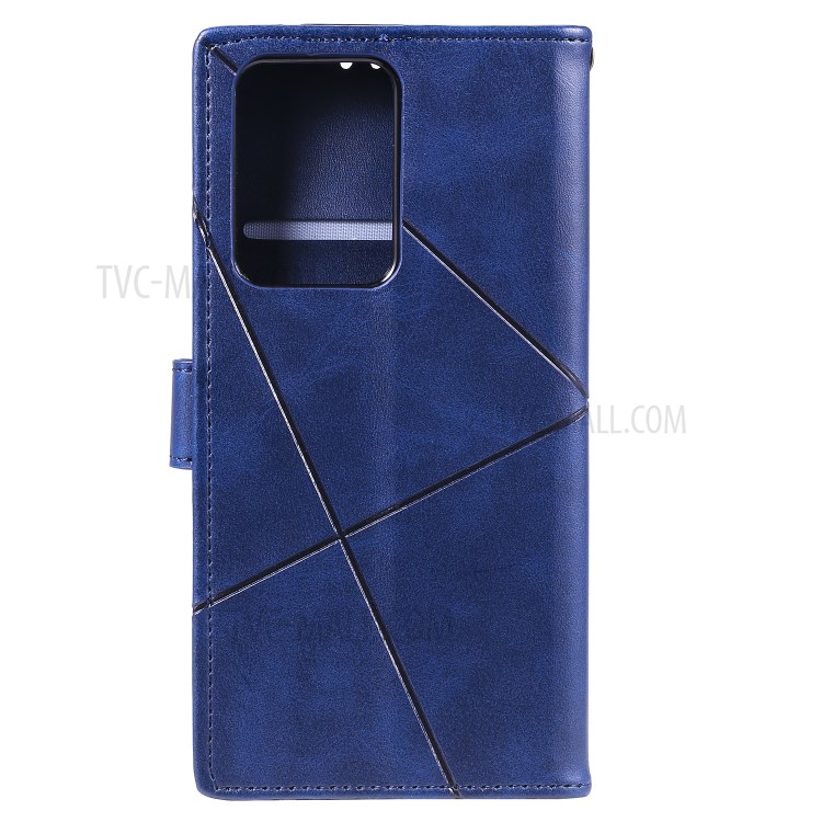 Rhombus Surface Wallet Stand Leather Shell with Strap for Samsung Galaxy S20 Ultra - Blue-4