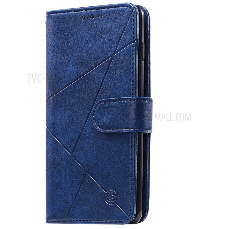 Rhombus Surface Wallet Stand Leather Shell with Strap for Samsung Galaxy S20 Ultra - Blue-5