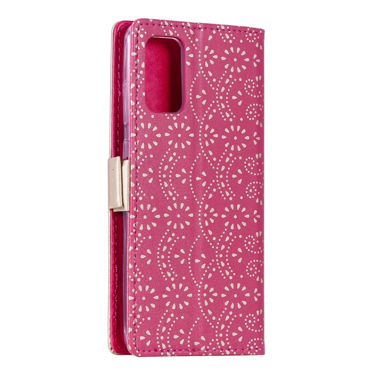 Lace Flower Pattern Zipper Pocket Leather Wallet Cell Phone Cover for Samsung Galaxy S20 Plus - Rose-6