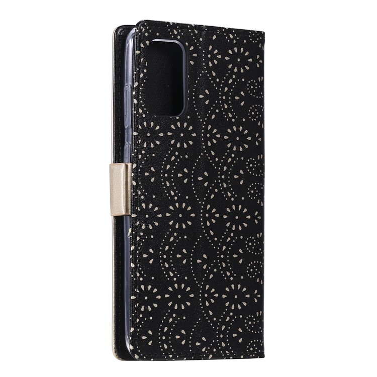 Lace Flower Style Zipper Pocket Leather Wallet Casing for Samsung Galaxy S20 - Black-6