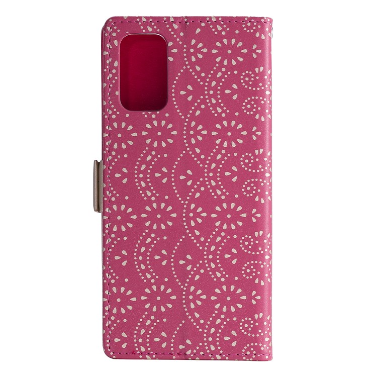 Lace Flower Style Zipper Pocket Leather Wallet Casing for Samsung Galaxy S20 - Rose-4