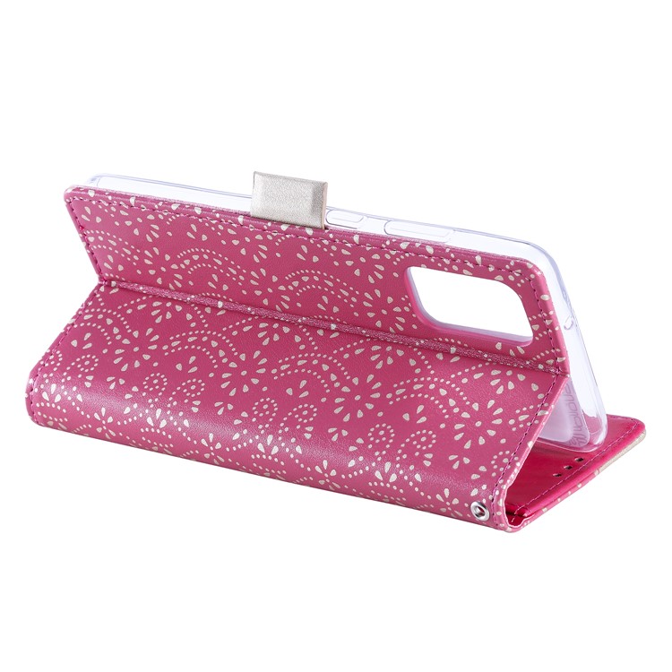 Carcasa de Billetera de Cuero de Bolsillo de Estilo de Flores de Encaje Para Samsung Galaxy S20 4G/S20 5G - Rosa-8