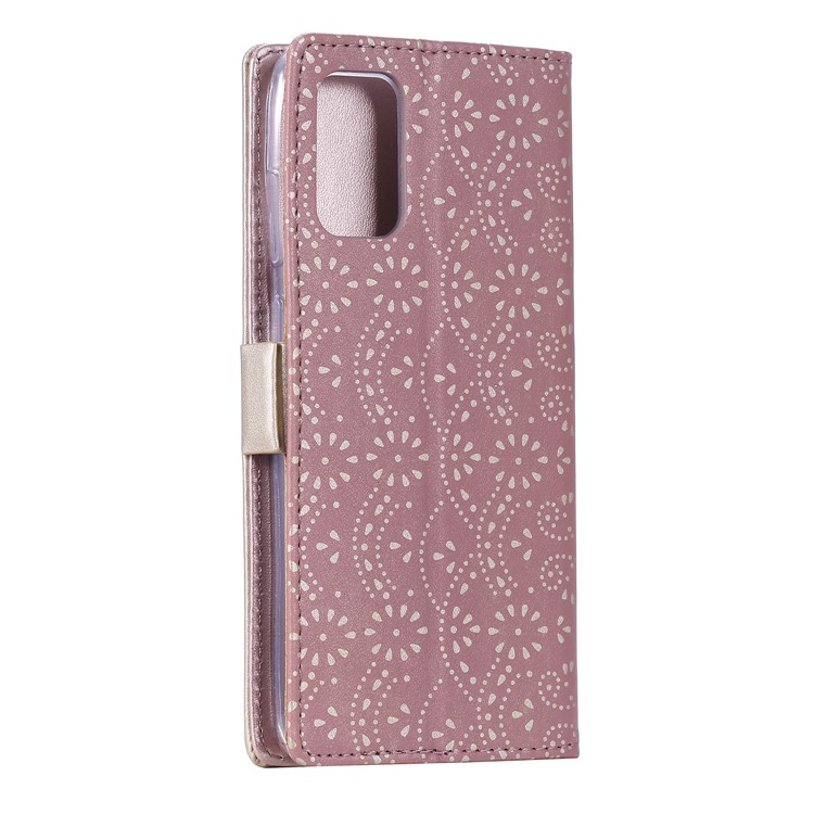 Lace Flower Style Reißverschluss -taschen -leder -brieftaschengehäuse Für Samsung Galaxy S20 4G/S20 5G - Rosa-6