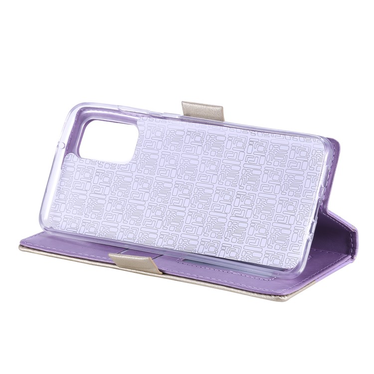 Lace Flower Style Zipper Pocket Leather Cartet Casing Para Samsung Galaxy S20 4G/S20 5G - Roxo-9