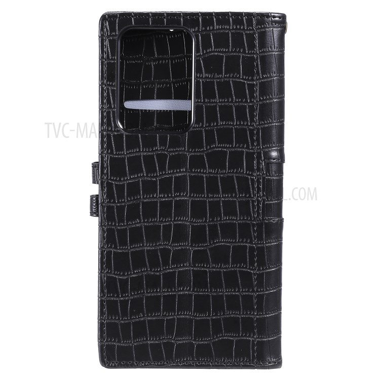Crocodile Texture Wallet Stand Flip Leather Case for Samsung Galaxy S20 Ultra - Black-3
