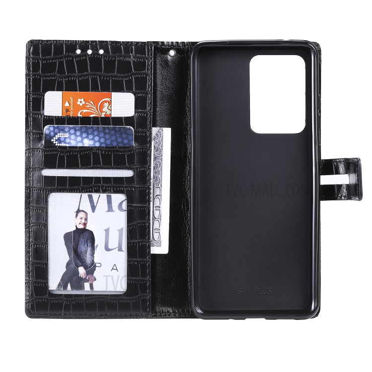 Crocodile Texture Wallet Stand Flip Leather Case for Samsung Galaxy S20 Ultra - Black-5