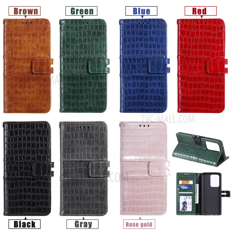 Crocodile Texture Wallet Stand Flip Leather Case for Samsung Galaxy S20 Ultra - Black-8