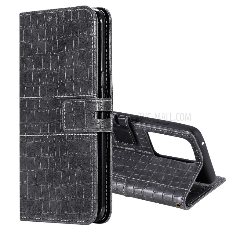 Crocodile Texture Wallet Stand Flip Leather Case for Samsung Galaxy S20 Ultra - Grey-1