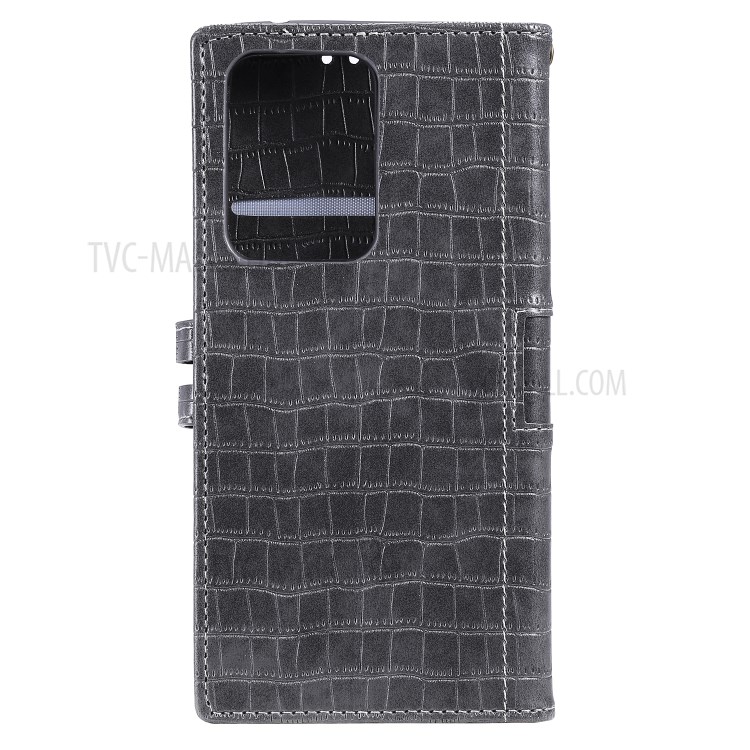 Crocodile Texture Wallet Stand Flip Leather Case for Samsung Galaxy S20 Ultra - Grey-3
