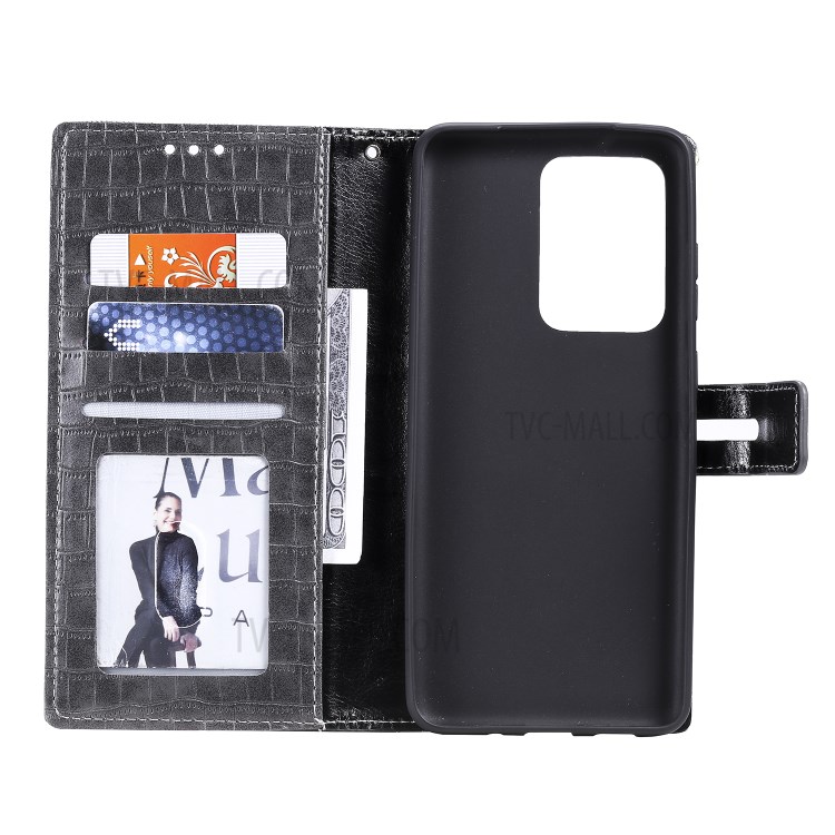 Crocodile Texture Wallet Stand Flip Leather Case for Samsung Galaxy S20 Ultra - Grey-5