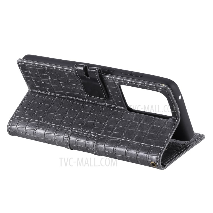 Crocodile Texture Wallet Stand Flip Leather Case for Samsung Galaxy S20 Ultra - Grey-6