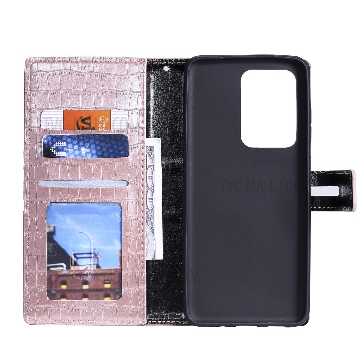 Crocodile Texture Wallet Stand Flip Leather Case for Samsung Galaxy S20 Ultra - Rose Gold-5