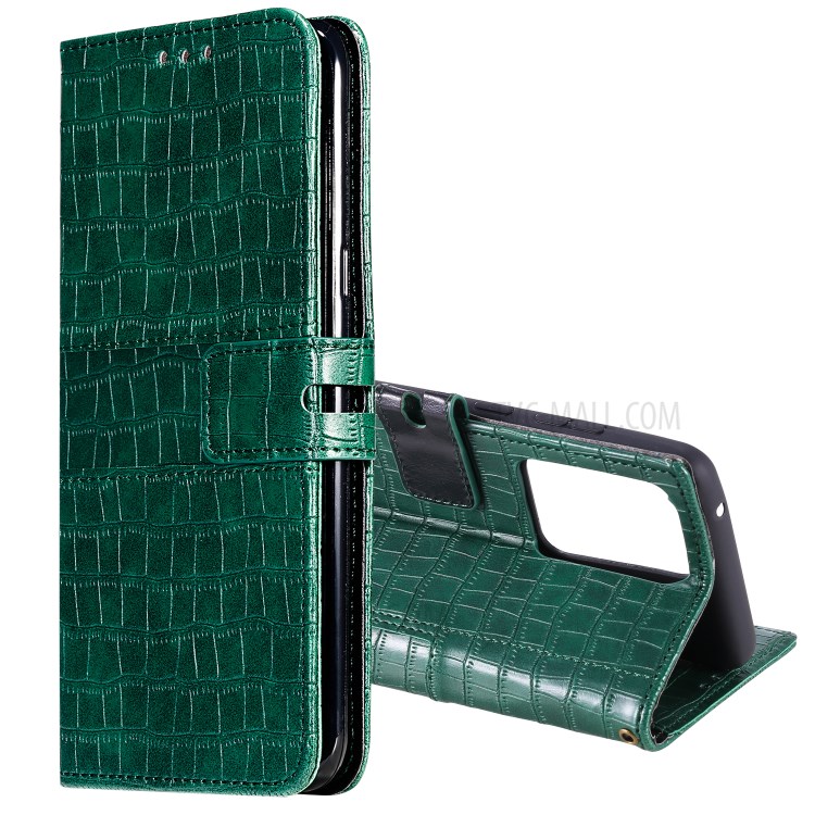 Crocodile Texture Wallet Stand Flip Leather Case for Samsung Galaxy S20 Ultra - Green-1