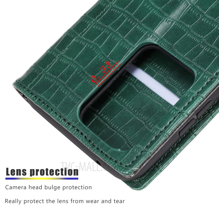 Crocodile Texture Wallet Stand Flip Leather Case for Samsung Galaxy S20 Ultra - Green-7