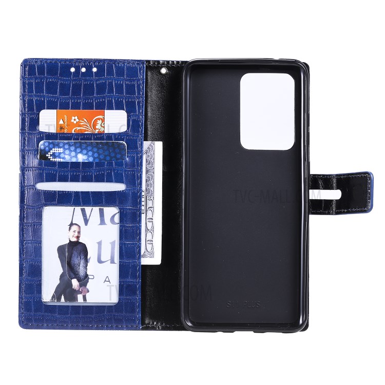Crocodile Texture Wallet Stand Flip Leather Case for Samsung Galaxy S20 Ultra - Blue-5