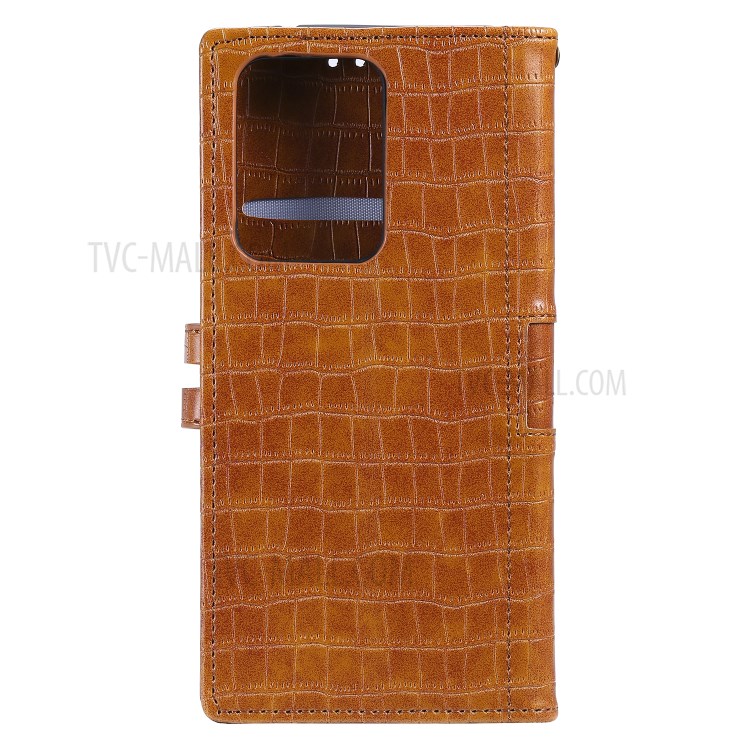 Crocodile Texture Wallet Stand Flip Leather Case for Samsung Galaxy S20 Ultra - Brown-3