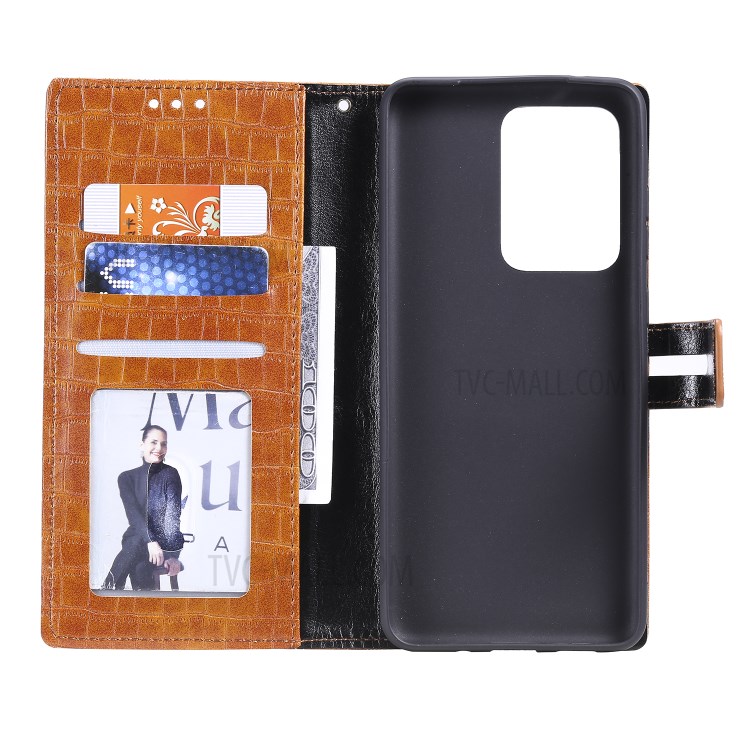 Crocodile Texture Wallet Stand Flip Leather Case for Samsung Galaxy S20 Ultra - Brown-5
