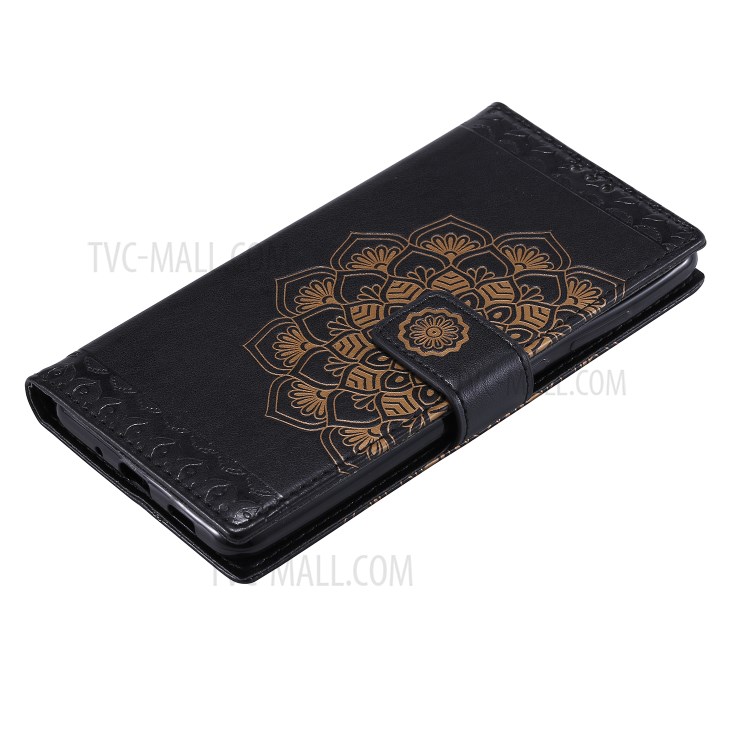 Imprint Malanda Flower PU Leather Wallet Stand Phone Case for Samsung Galaxy S20 Ultra - Black-6