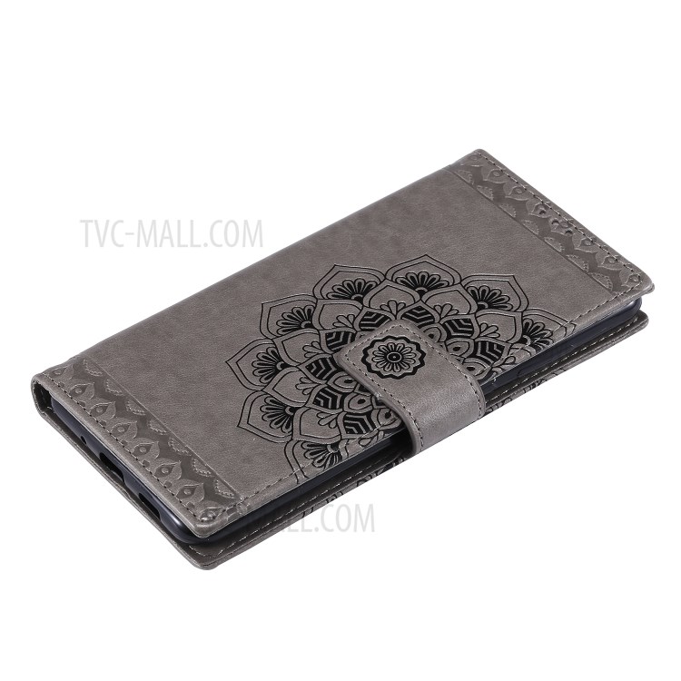 Imprint Malanda Flower PU Leather Wallet Stand Phone Case for Samsung Galaxy S20 Ultra - Grey-6