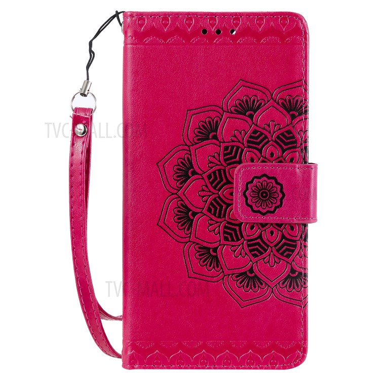 Imprint Malanda Flower PU Leather Wallet Stand Phone Cover for Samsung Galaxy S20 Plus - Rose-2