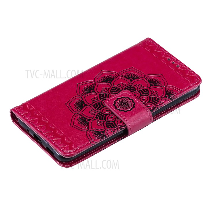 Imprint Malanda Flower PU Leather Wallet Stand Phone Cover for Samsung Galaxy S20 Plus - Rose-6