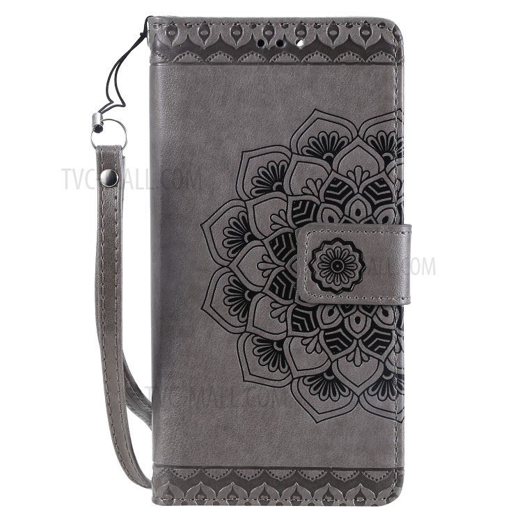 Imprint Malanda Flower PU Leather Wallet Stand Phone Shell for Samsung Galaxy S20 - Grey-2