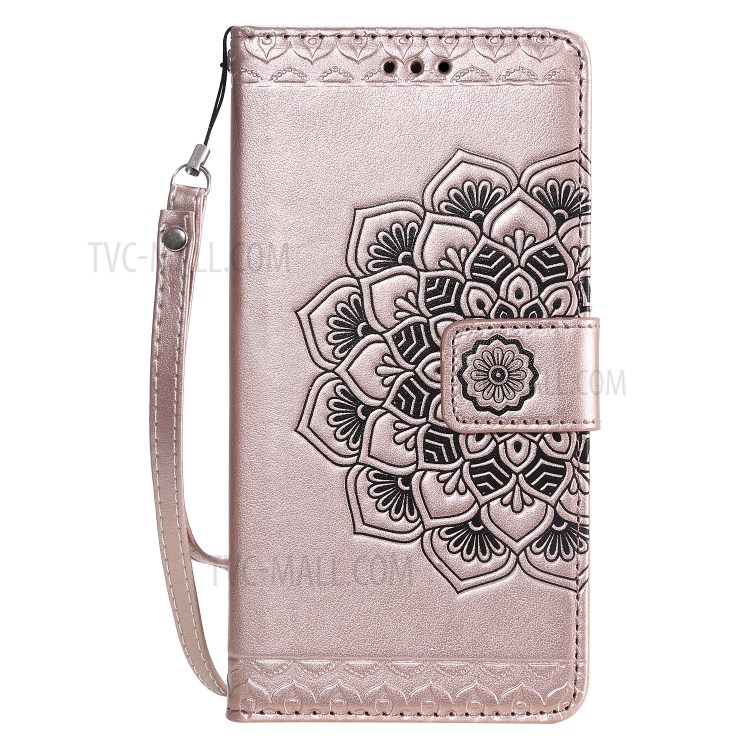 Imprint Malanda Flower PU Leather Wallet Stand Phone Shell for Samsung Galaxy S20 - Rose Gold-2