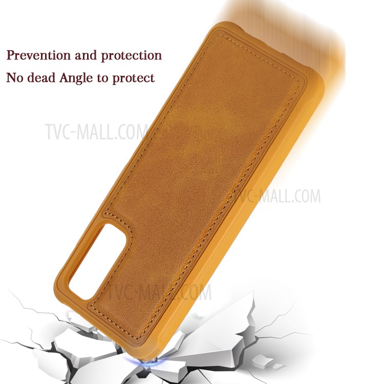 Shockproof Detachable 2-in-1 Retro Leather Wallet Case for Samsung Galaxy S20 - Light Brown-31