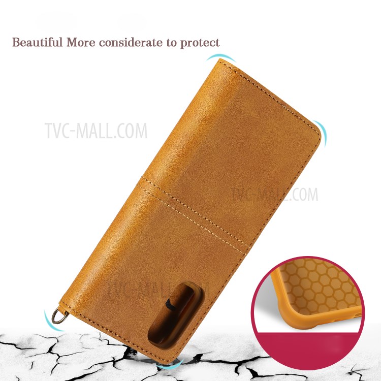 Shockproof Detachable 2-in-1 Retro Leather Wallet Case for Samsung Galaxy S20 - Light Brown-32