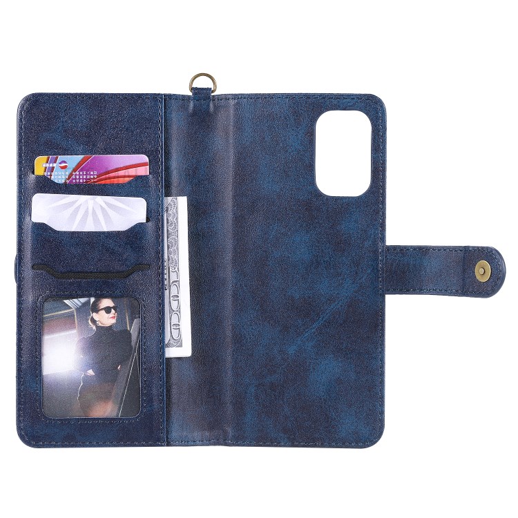 Shockproof Detachable 2-in-1 Retro Leather Wallet Phone Case for Samsung Galaxy S20 Plus - Dark Blue-12